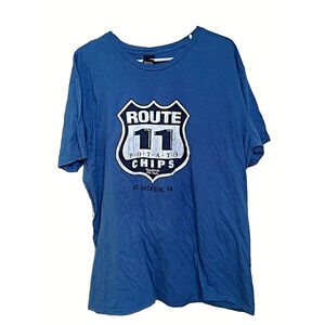 Route 11 Potato Chips T-Shirt 2XL Blue Sign Logo Hanes Nano Ring Spun Virginia